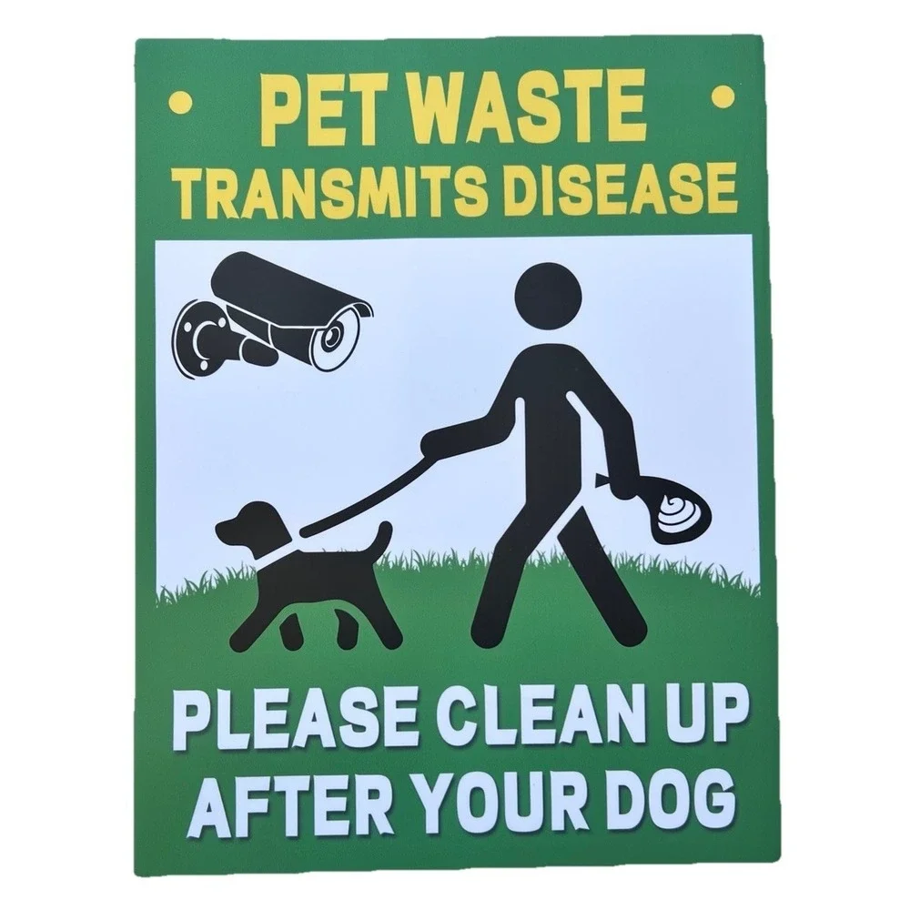 Pet Waste Yard Sign & Stake 10 x 13 Curb Animal Clean Up Poop Outdoor Supplies